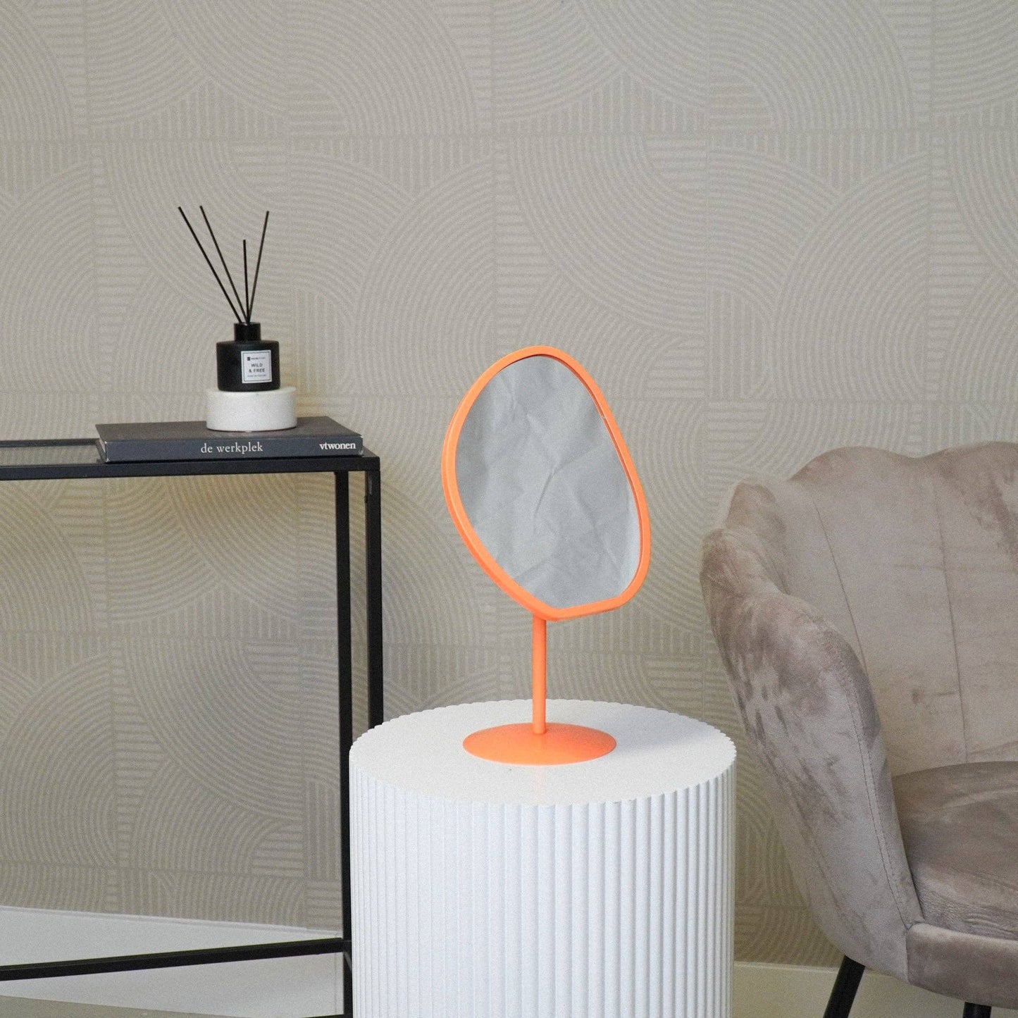 Spiegel - Metaal - Neon Oranje