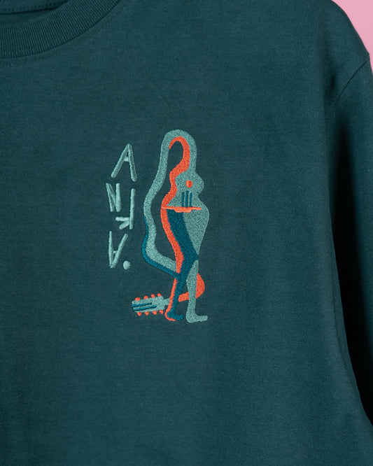 T-shirt Gitaarvrouw - Groen