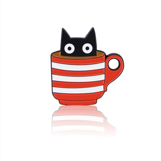 Pin - Kat in koffiemok